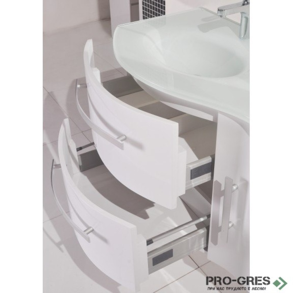 Долен PVC шкаф със стъклен умивалник,100x53x61см, Inter Ceramic ICP 10061W