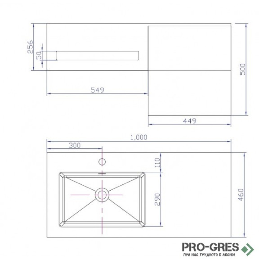 Долен шкаф от камък iStone Solid Surface 100см, Inter Ceramic  ICP 10083L