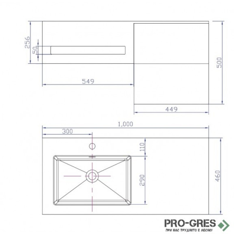 Долен шкаф от камък iStone Solid Surface 100см, Inter Ceramic  ICP 10083L