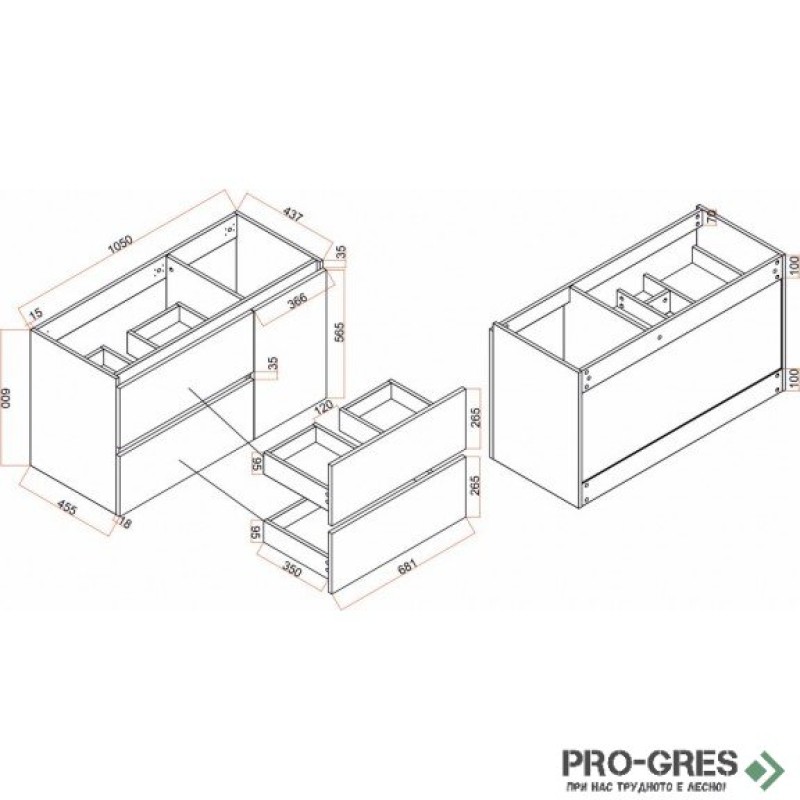 Долен шкаф за баня PVC, Inter Ceramic ICP 10545
