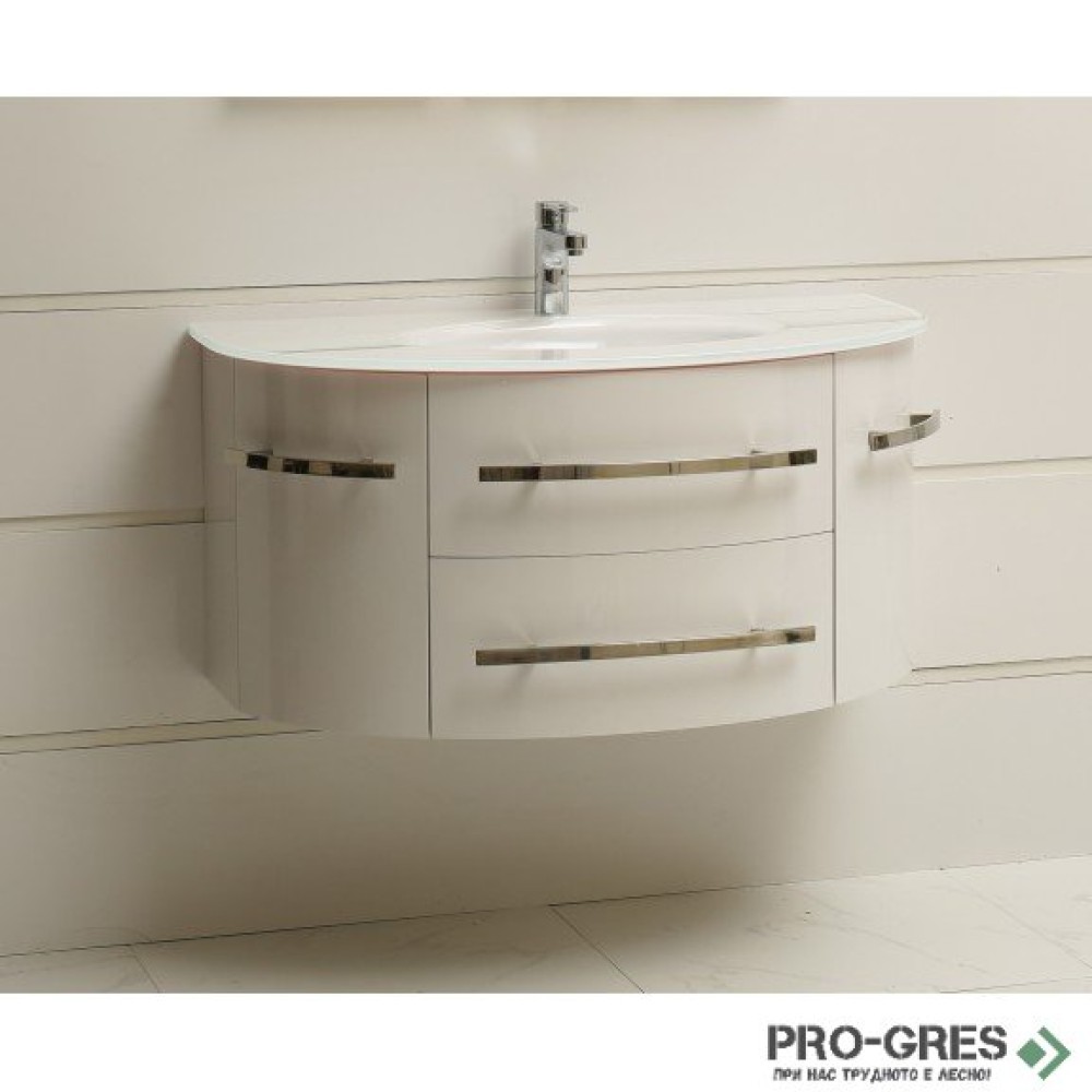 Долен PVC шкаф за баня със стъклен умивалник 100см, Inter Ceramic ICP 11053 2