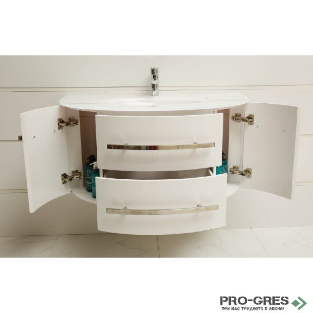 Долен PVC шкаф за баня със стъклен умивалник 100см, Inter Ceramic ICP 11053 2