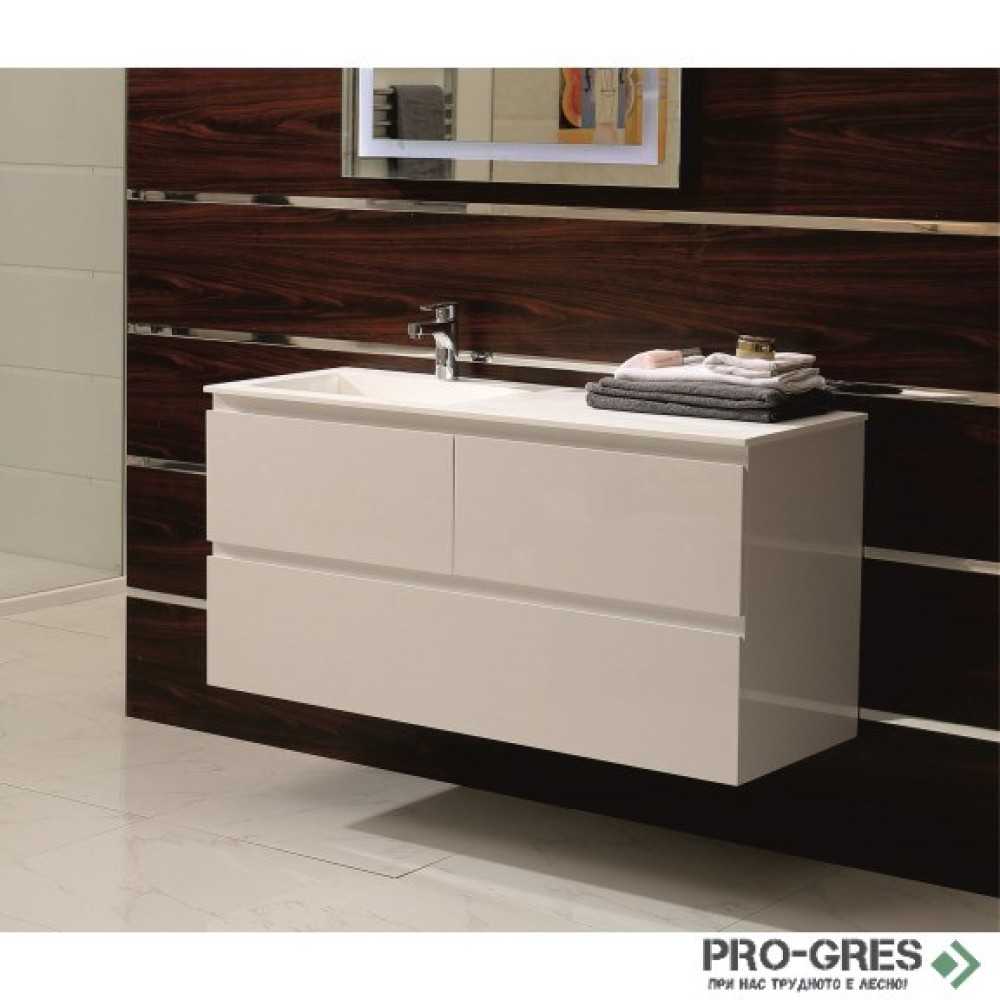 Долен PVC шкаф за баня десен плот, 120см, Inter Ceramic ICP 12038L / 38130
