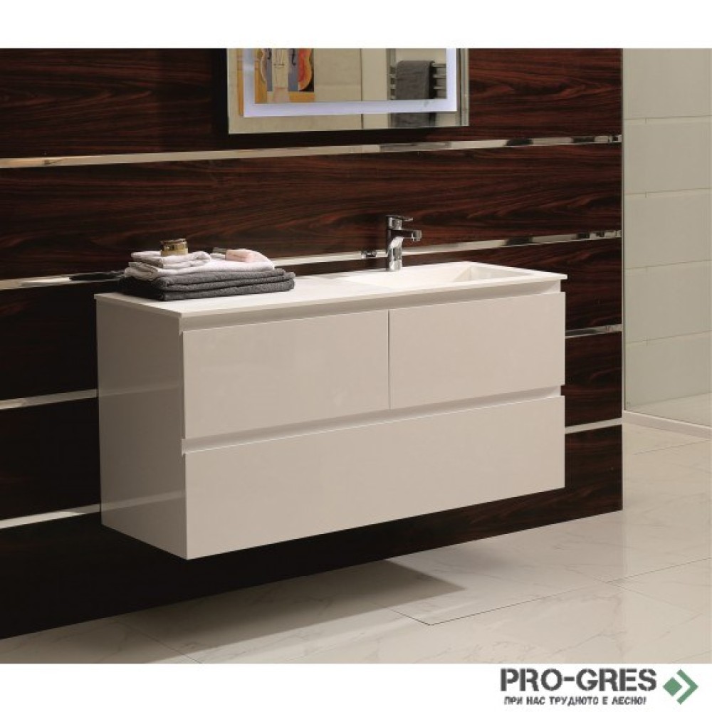 Долен PVC шкаф за баня 120см, ляв плот, Inter Ceramic ICP 12038R /38130