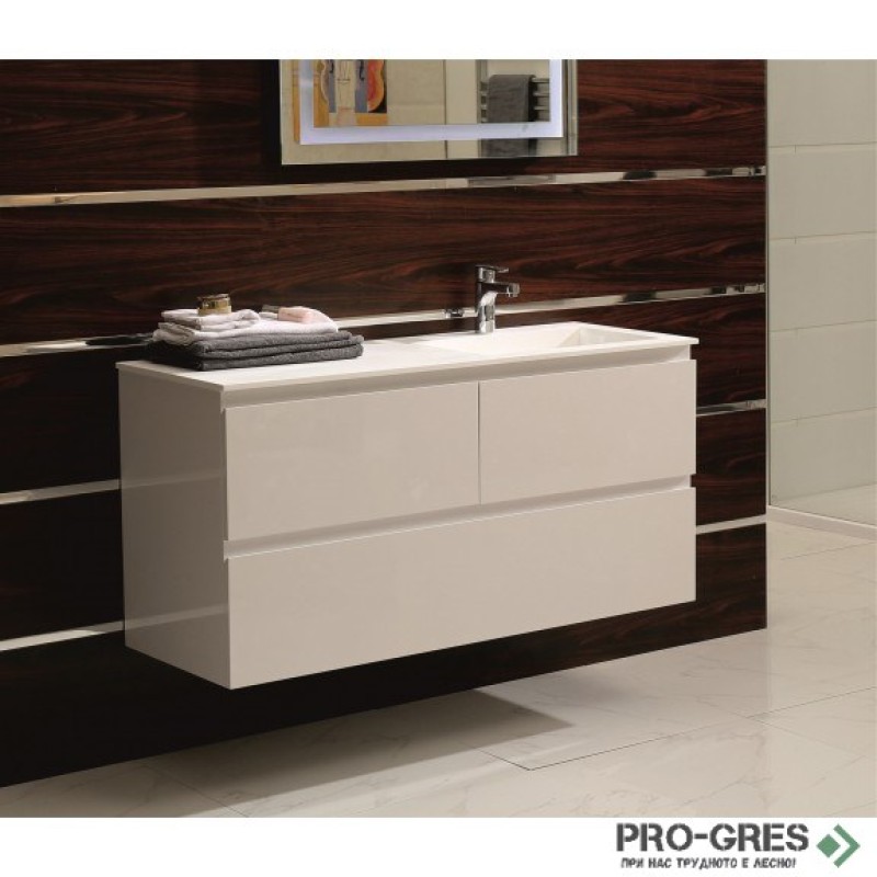 Долен PVC шкаф за баня 120см, ляв плот, Inter Ceramic ICP 12038R /38130