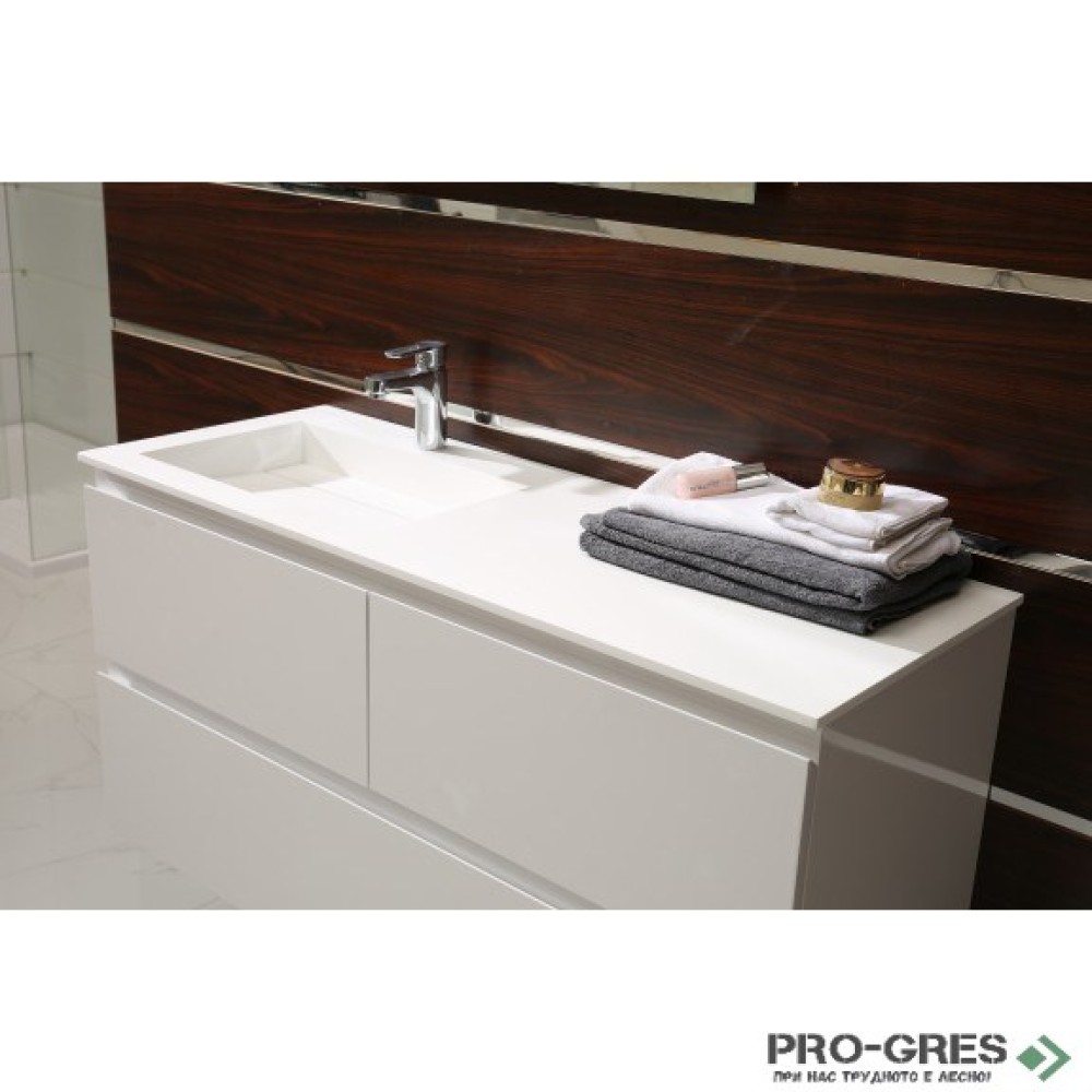 Долен PVC шкаф за баня 120см, ляв плот, Inter Ceramic ICP 12038R /38130