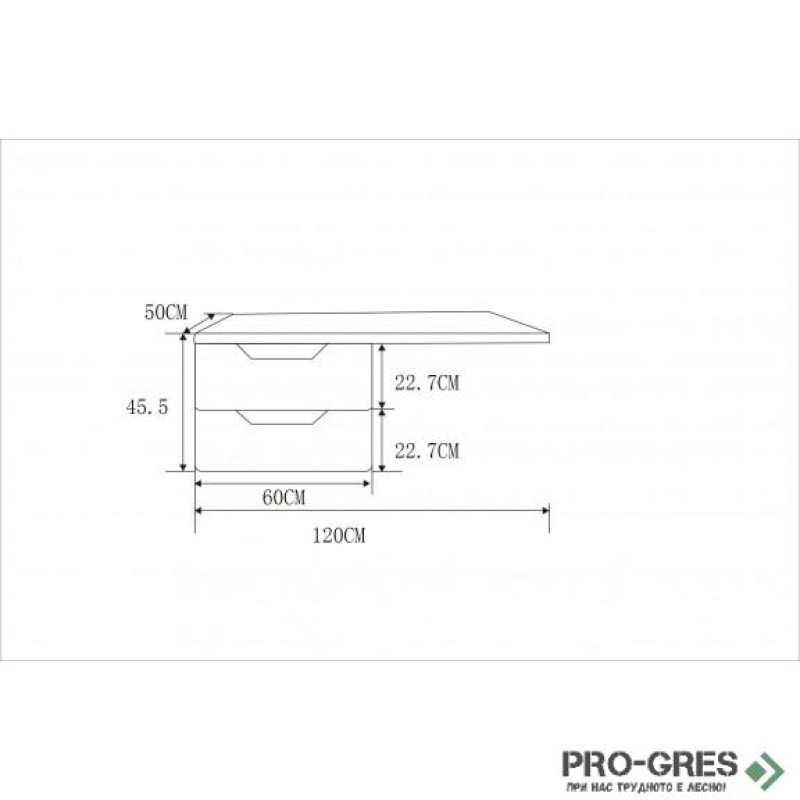 Долен шкаф за баня с удължен плот 120см, Inter Ceramic ICP 12050P