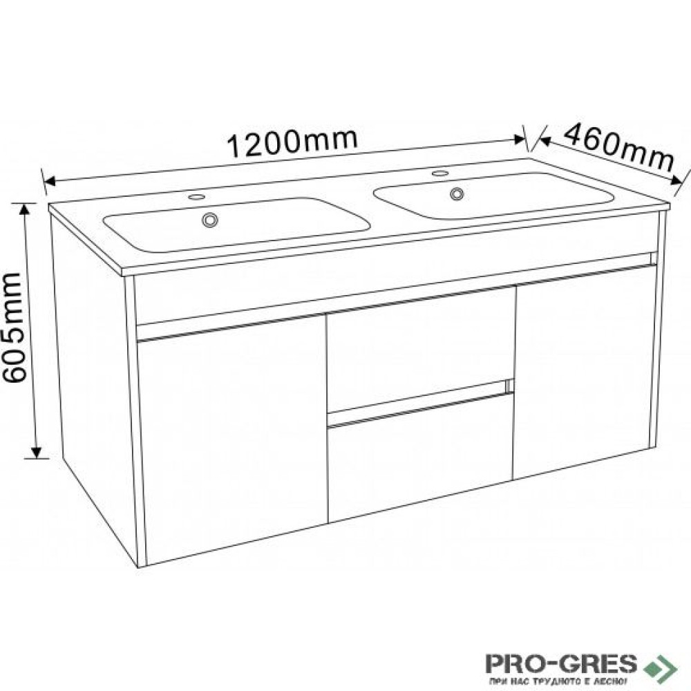 Долен шкаф за баня 120cm, Inter Ceramic ICP 12060