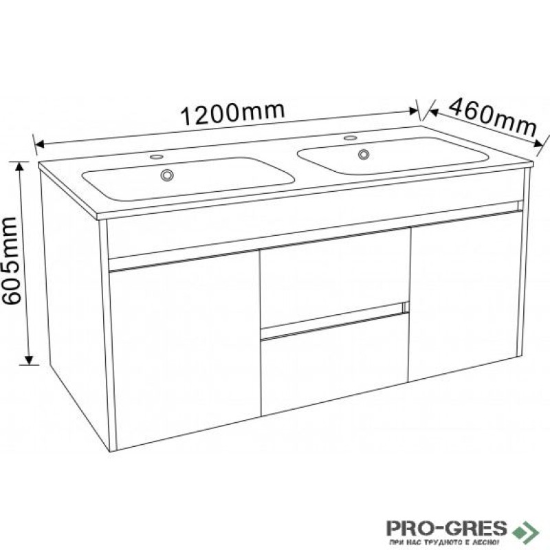 Долен шкаф за баня 120cm, Inter Ceramic ICP 12060
