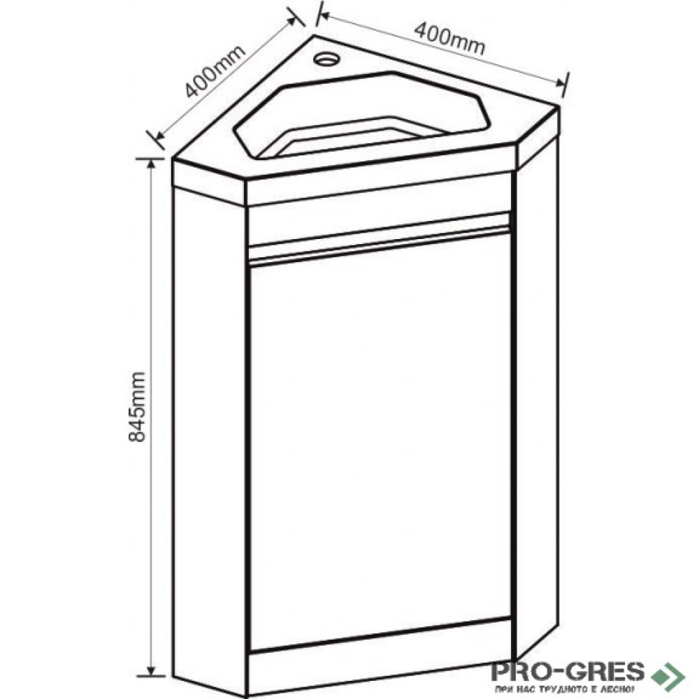 Стоящ ъглов PVC шкаф за баня 40см, Inter Ceramic ICP 4040 NEW
