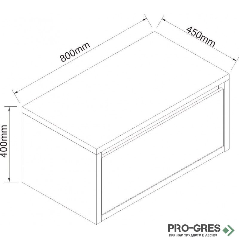Долен шкаф за баня 80cm, бял/дървесен цвят, Inter Ceramic ICP 4540-80