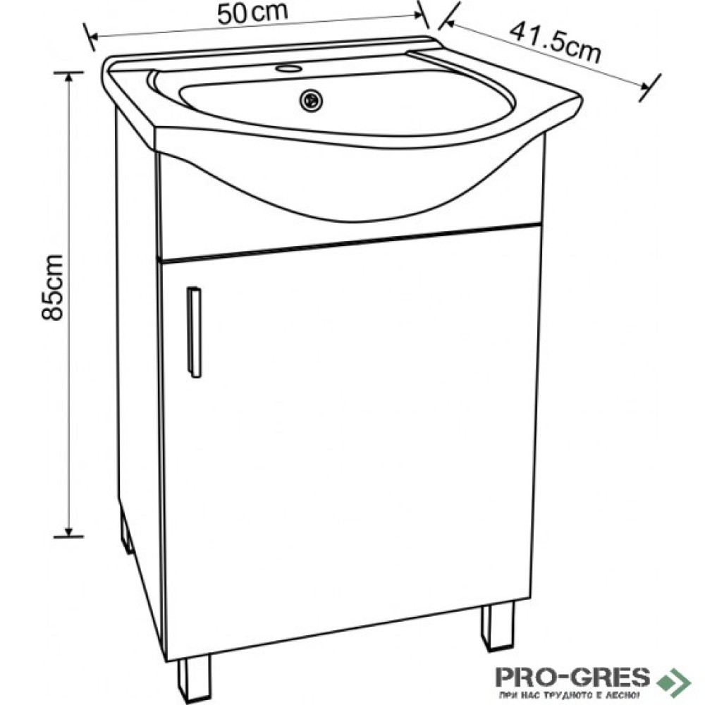 Стоящ PVC шкаф за баня 50см, Inter Ceramic ICP 5035