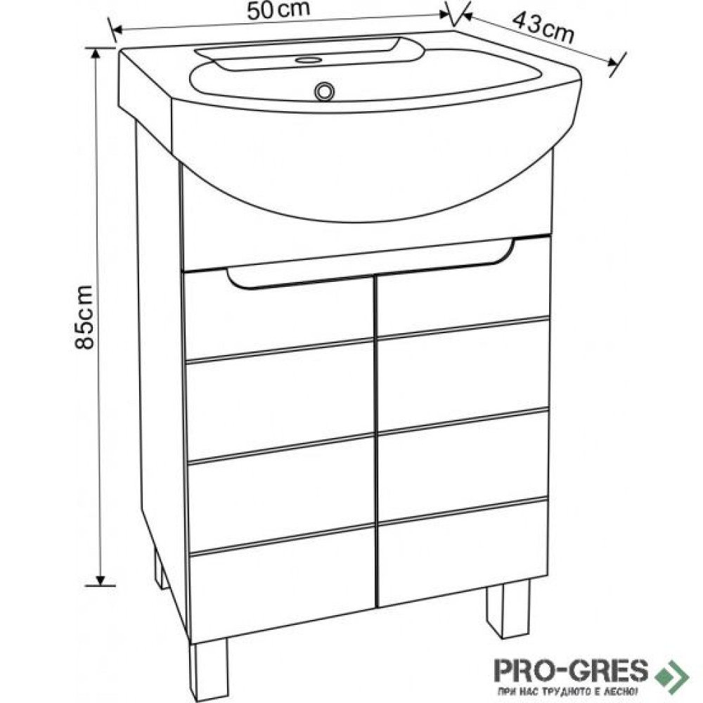 Долен PVC шкаф за баня 50см, Inter Ceramic ICP 5041 NEW