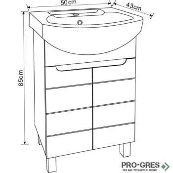 Долен PVC шкаф за баня 50см, Inter Ceramic ICP 5041 NEW Долен PVC шкаф за баня 50см, Inter Ceramic ICP 5041 NEW