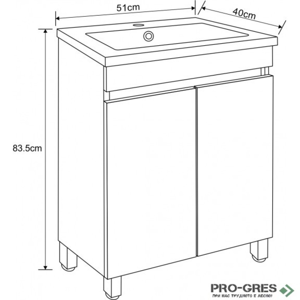 Стоящ PVC шкаф за бяна 50см, Inter Ceramic ICP 5081