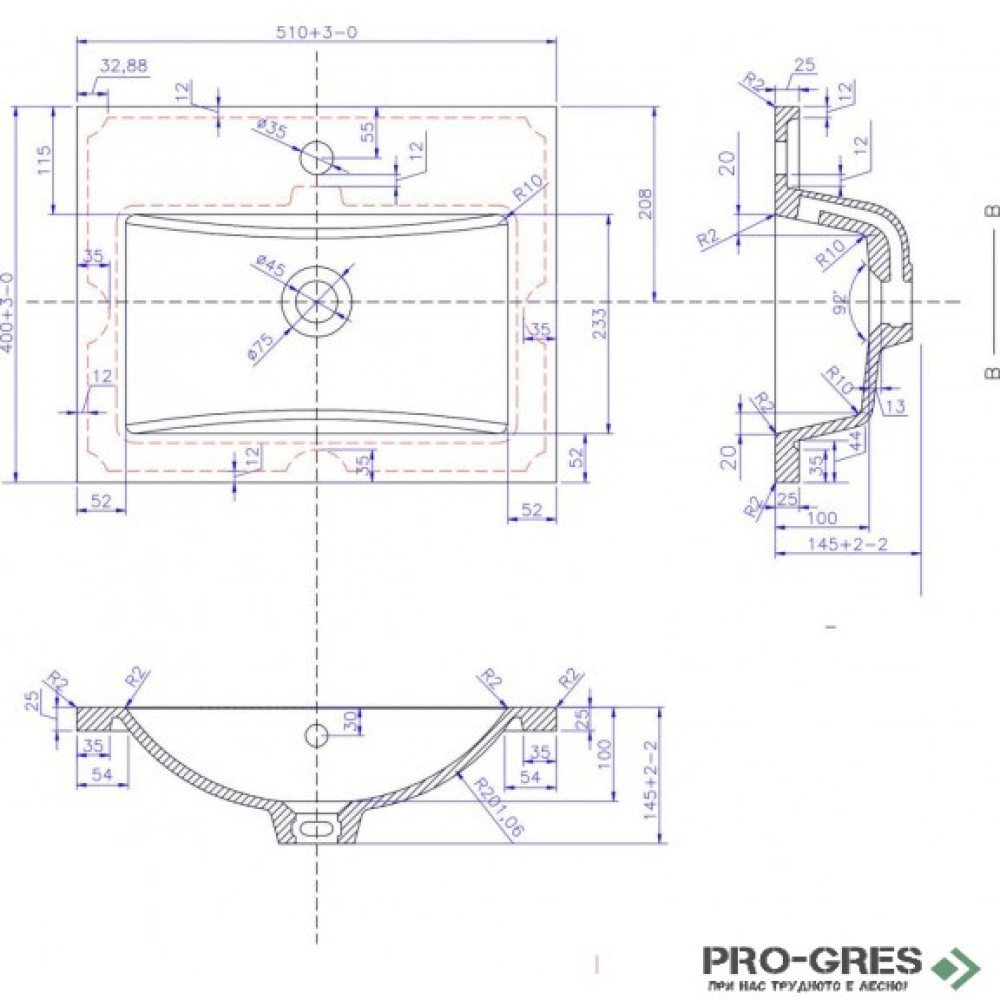Долен PVC шкаф за баня 50см, Inter Ceramic ICP 5082
