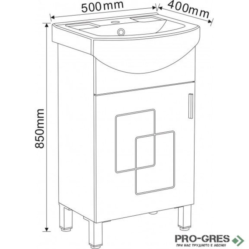 Стоящ PVC шкаф за баня "АРИЯ" 50см, Inter Ceramic  ICP 5086-2