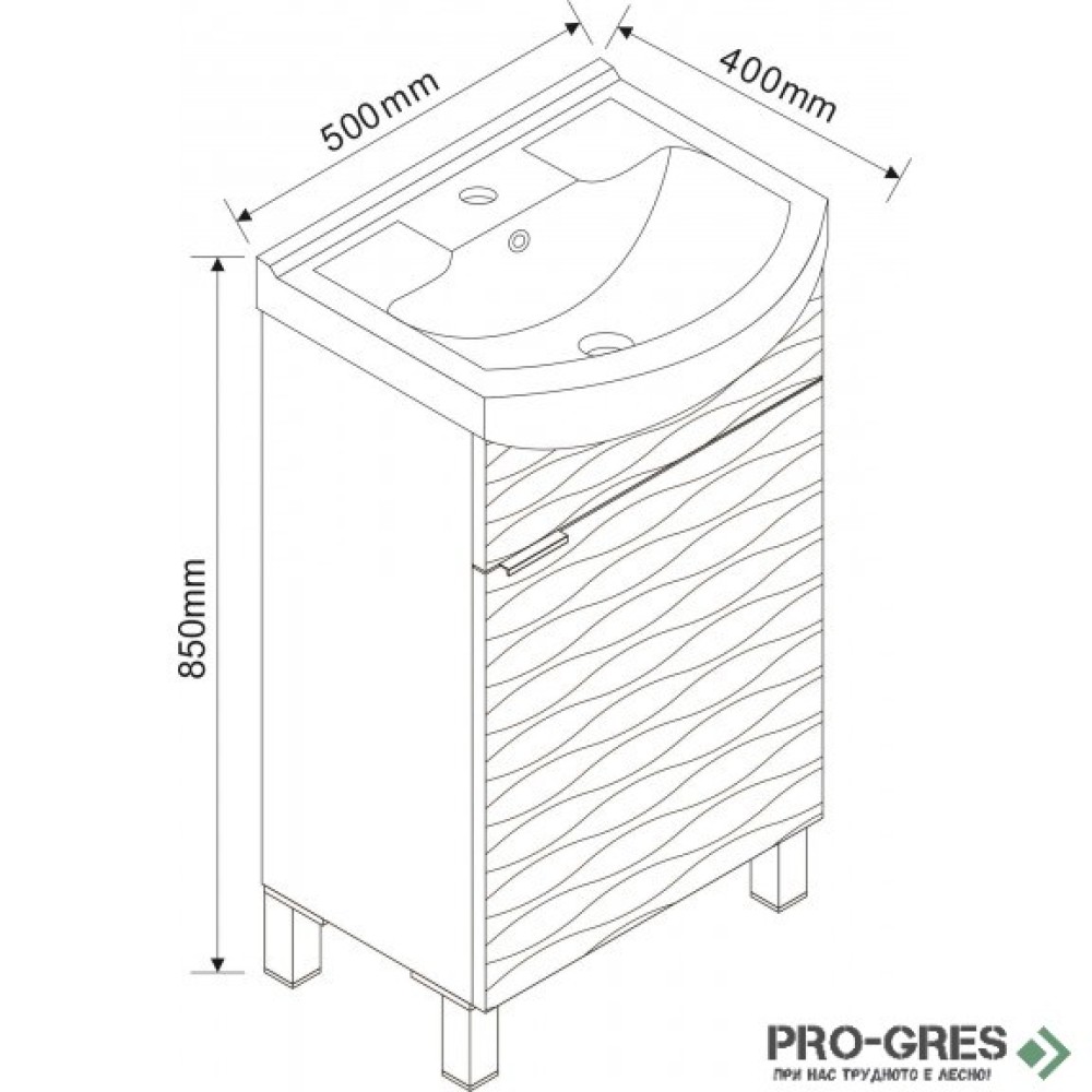 СтоящPVC шкаф за баня 50см, Inter Ceramic ICP 5091