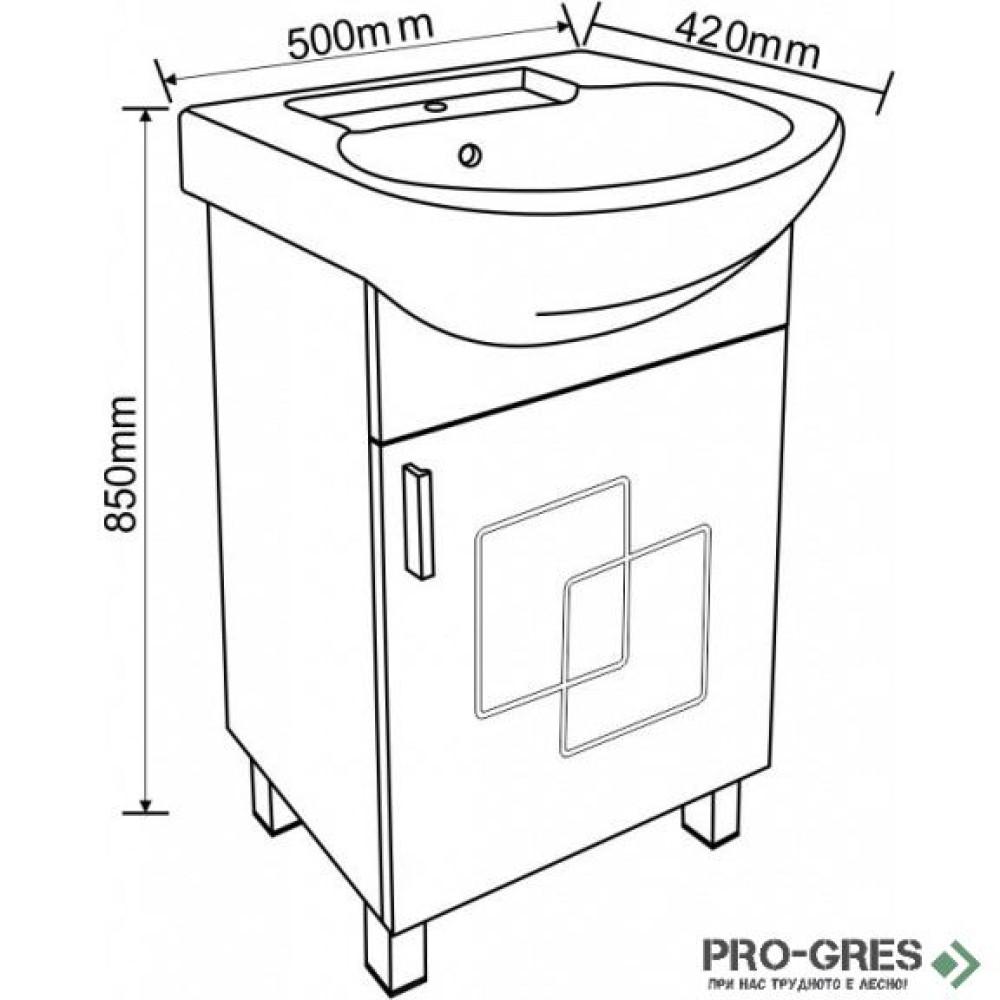 Стоящ PVC шкаф за баня 50см, Inter Ceramic ICP 5385