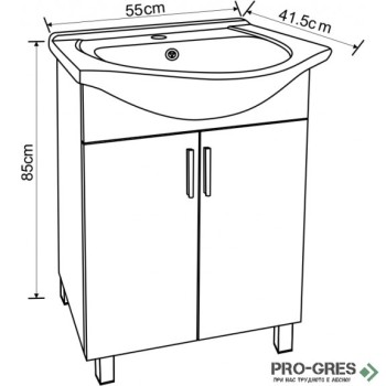 Стоящ PVC шкаф за баня 50см + умивалник, Inter Ceramic ICP 5535 + 4255 Стоящ PVC шкаф за баня 50см + умивалник, Inter Ceramic ICP 5535 + 4255
