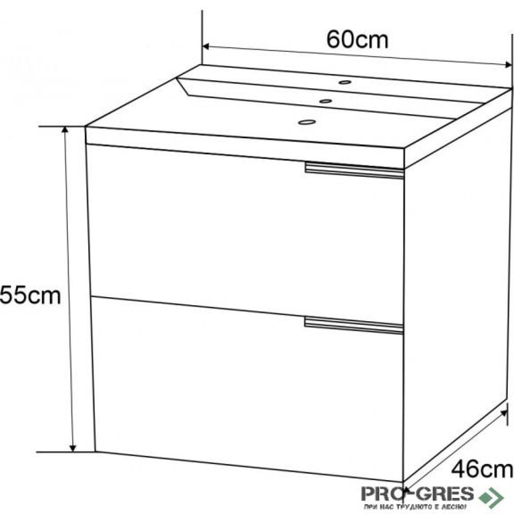 Долен PVC шкаф за баня 60см ИСЛА, Inter Ceramic ICP 5935