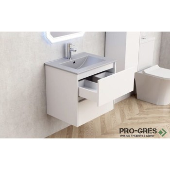 Долен шкаф за баня 60cm, с мивка, сив мат, Inter Ceramic ICP 5955+ ICC 6066G Долен шкаф за баня 60cm, с мивка, сив мат, Inter Ceramic ICP 5955+ ICC 6066G