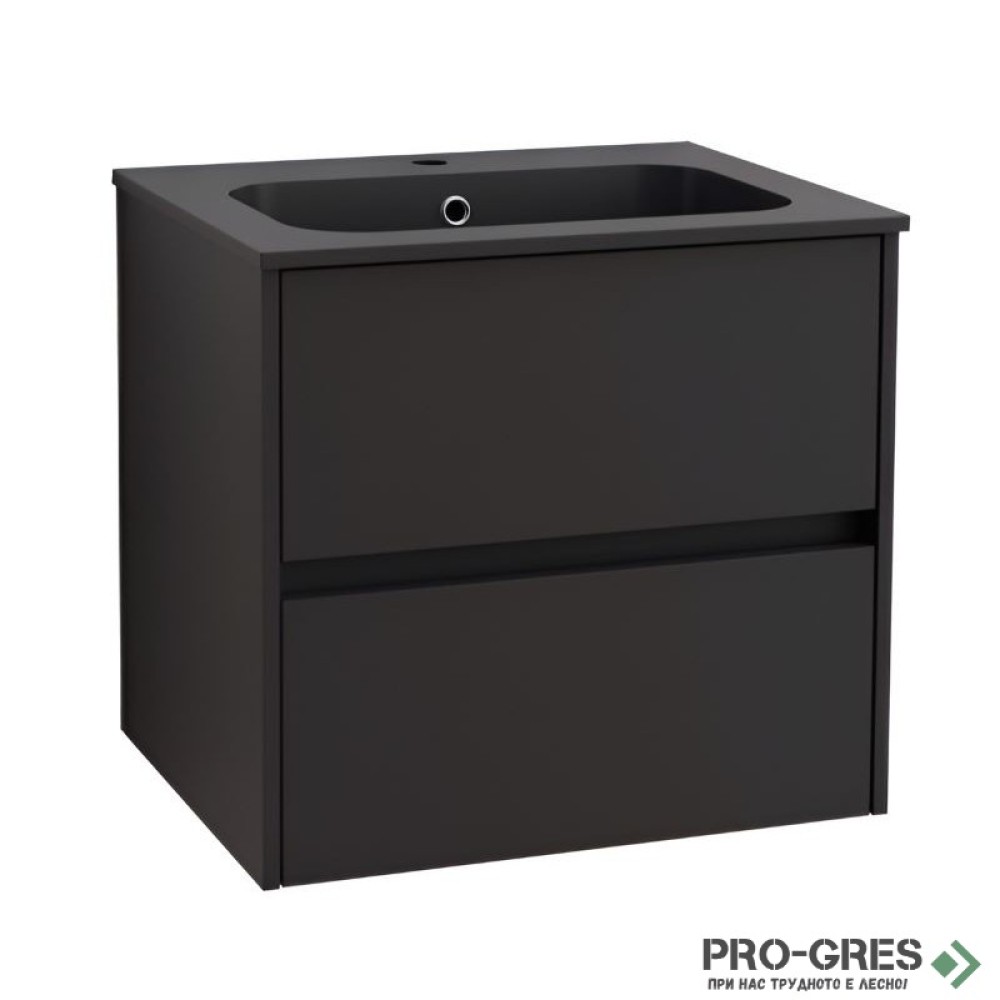 Долен шкаф за баня 60cm Блейк, черен мат, Inter Ceramic ICP 5955MB БЛЕЙК