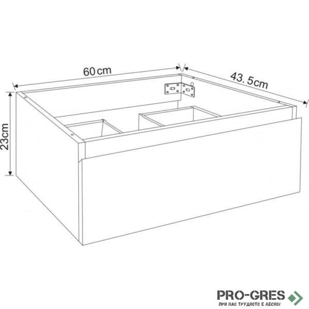 PVC модул/чекмедже за монтаж под плот 60 см бял ICP 6023-1