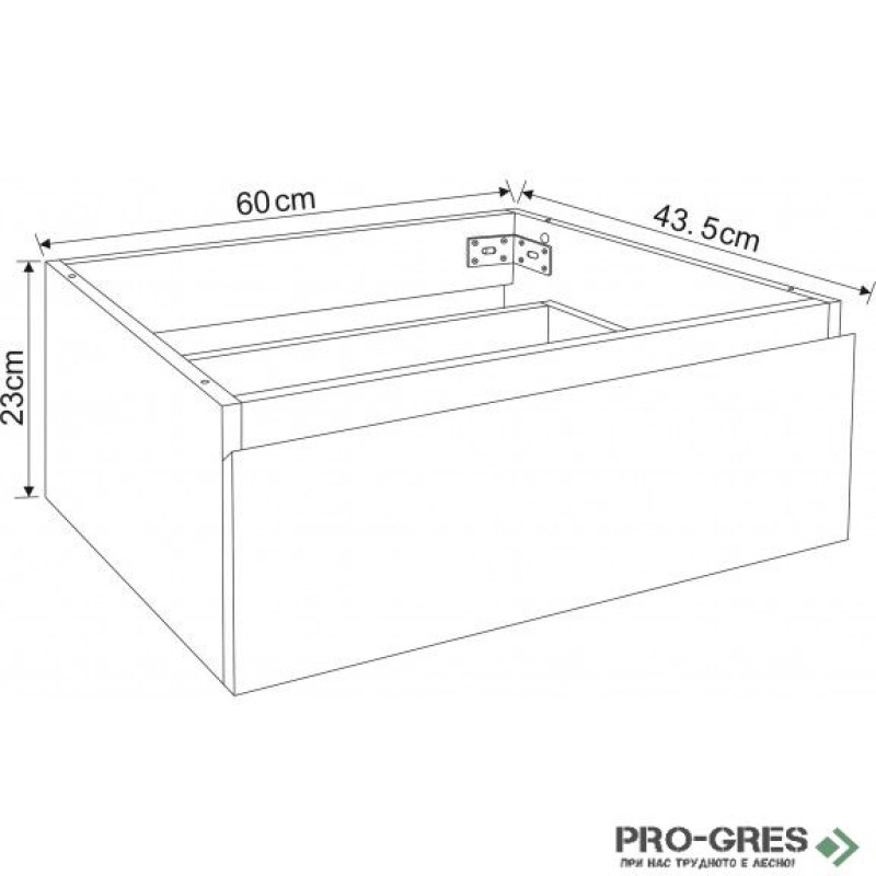 PVC модул/чекмедже за монтаж под плот 60 см бял ICP 6023-2