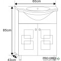Долен PVC шкаф за баня 60см, Inter Ceramic ICP 6040 NEW