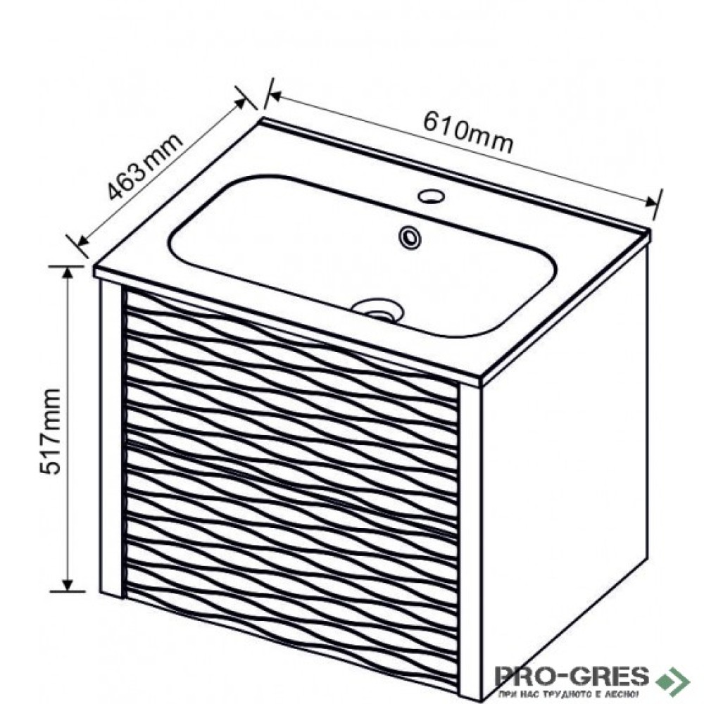 Долен PVC шкаф за баня МАДИСЪН-60, Inter Ceramic  ICP 6043