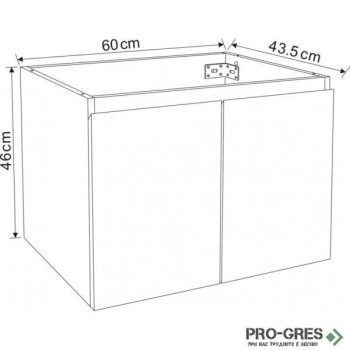 Долен шкаф за баня 60cm, с мивка, сив мат, Inter Ceramic ICP 6045+ICC 6066G Долен шкаф за баня 60cm, с мивка, сив мат, Inter Ceramic ICP 6045+ICC 6066G