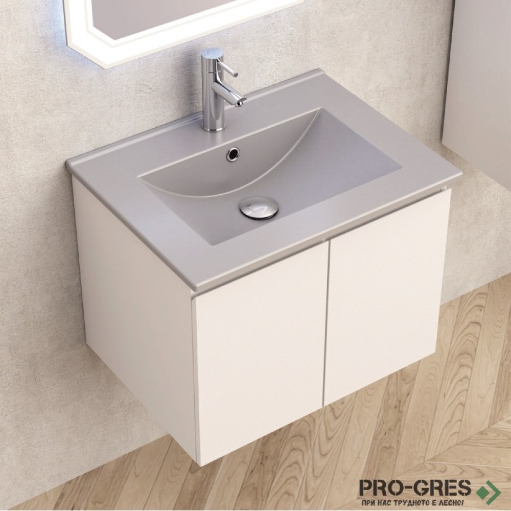 Долен шкаф за баня 60cm, с мивка, сив мат, Inter Ceramic ICP 6045+ICC 6066G