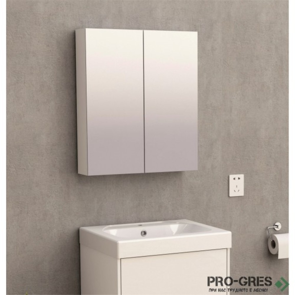 Горен огледален PVC шкаф за баня, 60×70, Inter Ceramic ICP 6049-2/6070 WHITE