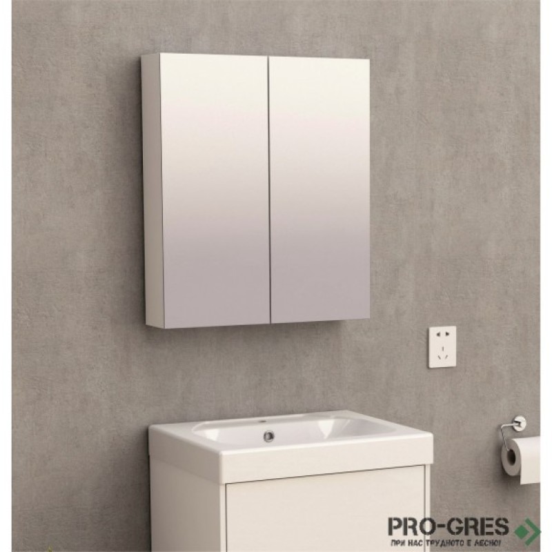 Горен огледален PVC шкаф за баня, 60×70, Inter Ceramic ICP 6049-2/6070 WHITE