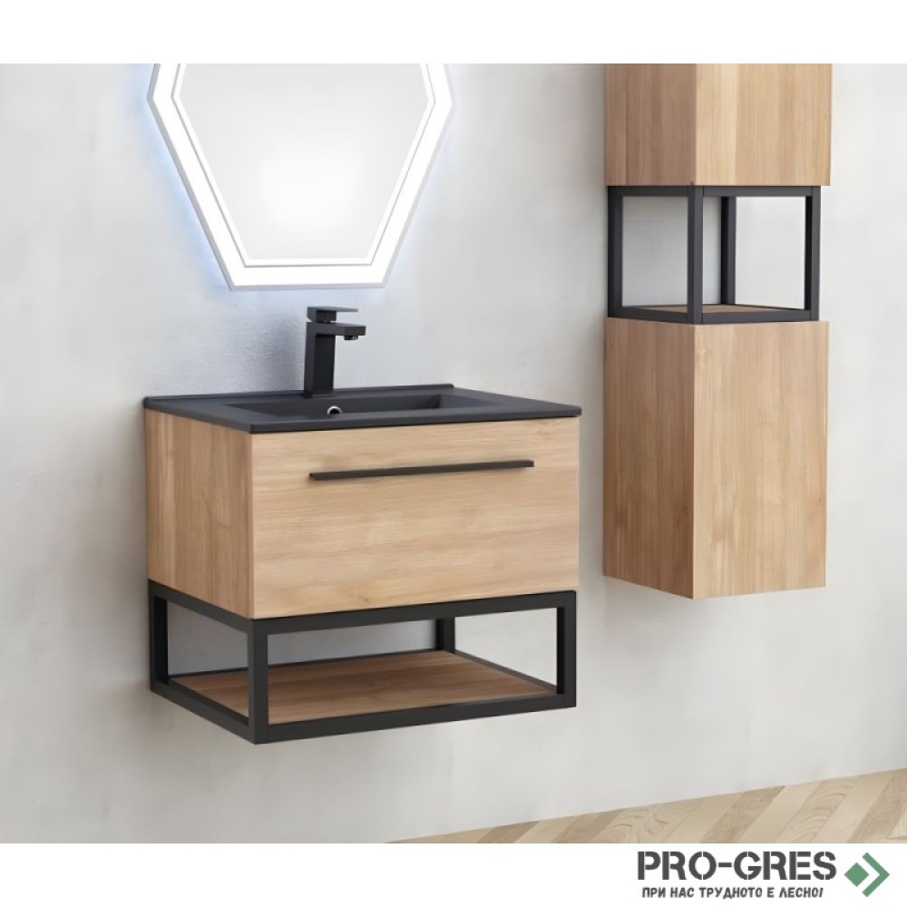 Шкаф за баня дървесен PVC с чекмедже и мивка, Inter Ceramic ICP 6050-039 СИМОН