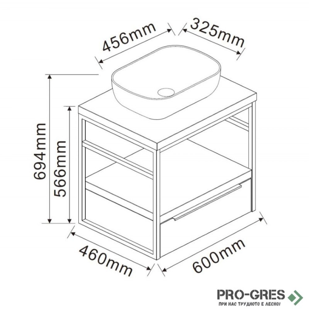 Шкаф за баня без мивка дървесен PVC, ICP 6056-020 КАЛИТЕА, Inter Ceramic