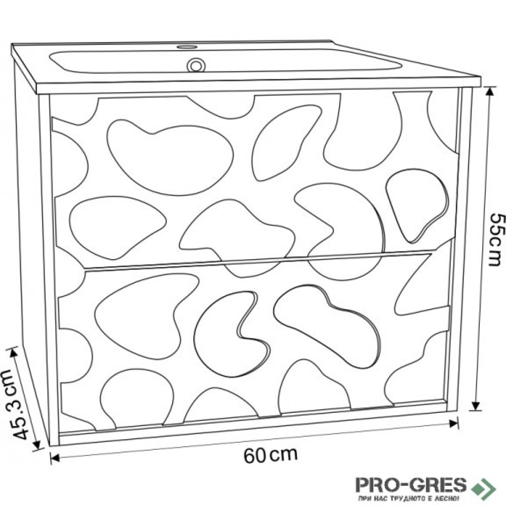 Долен PVC шкаф за баня 60см, Inter Ceramic ICP 6061