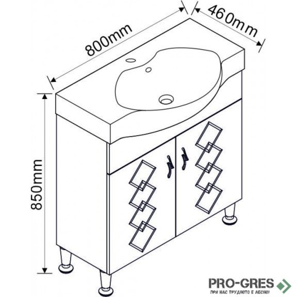 Стоящ шкаф за баня PVC, бял, Inter Ceramic ICP 6549-80