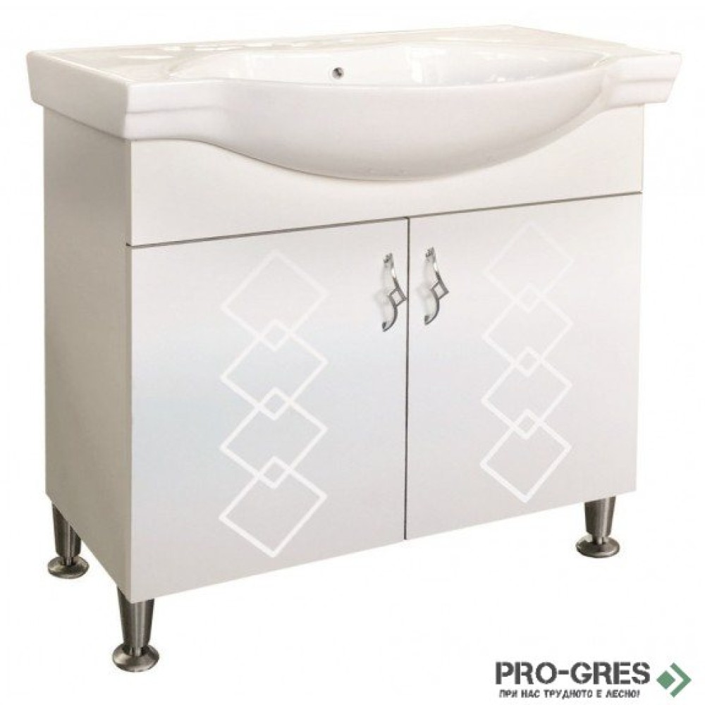Стоящ шкаф за баня PVC, бял, Inter Ceramic ICP 6549-80