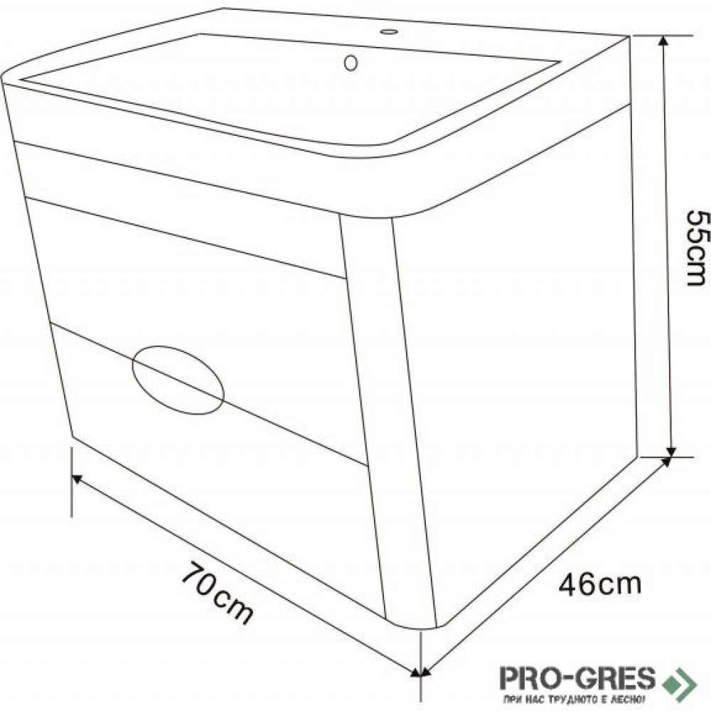 Конзолен PVC шкаф за баня 70см, Inter Ceramic ICP 7046WOODEN