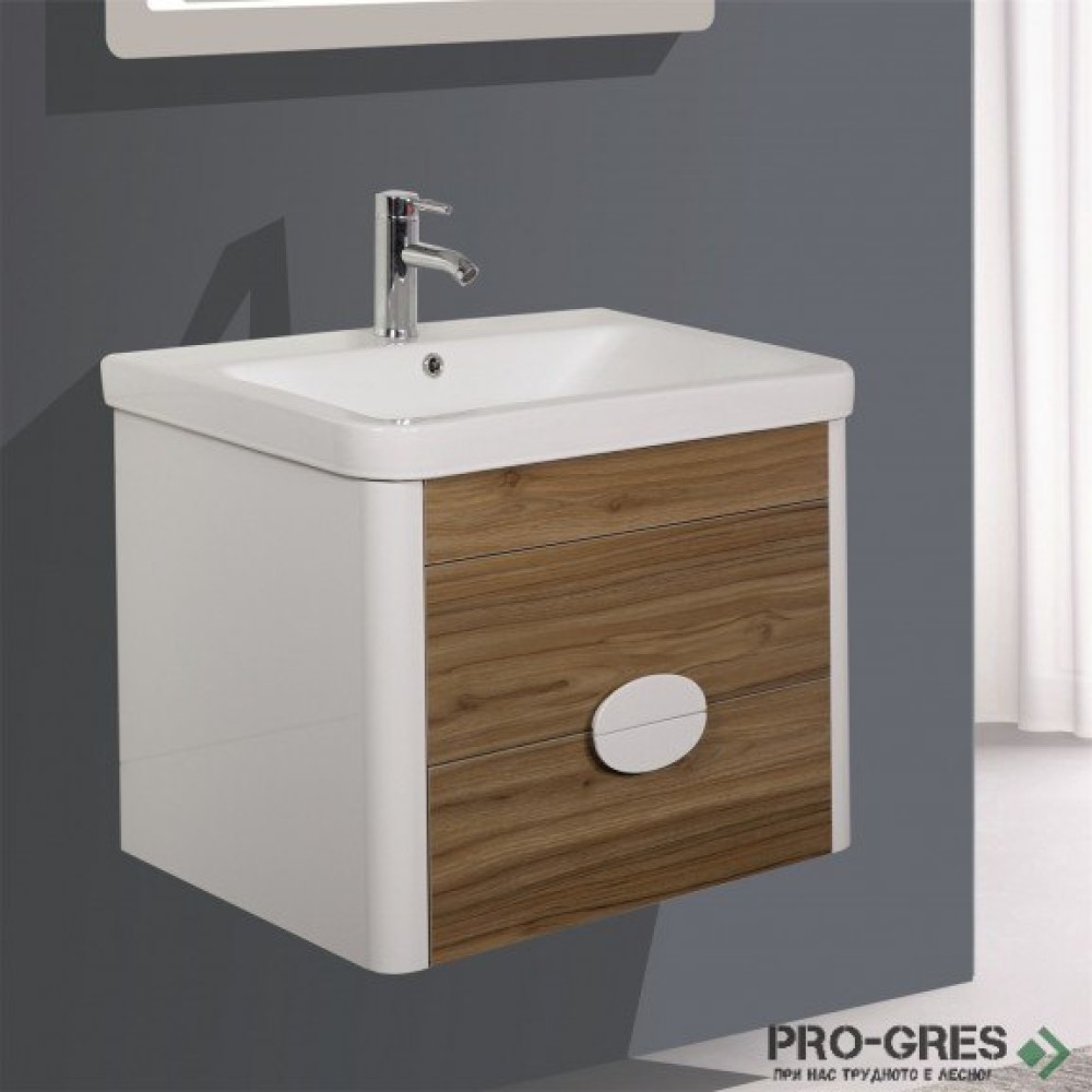 Конзолен PVC шкаф за баня 70см, Inter Ceramic ICP 7046WOODEN