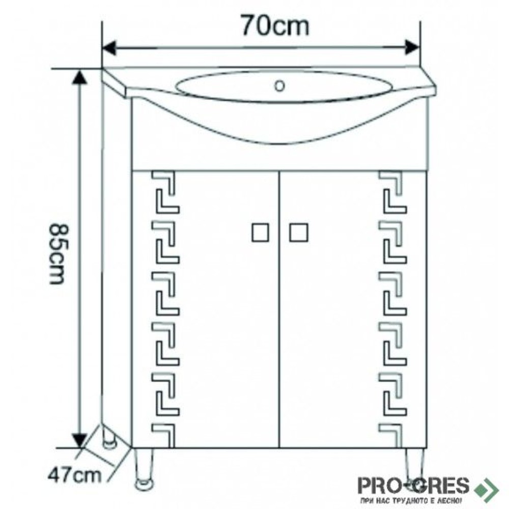 Стоящ PVC шкаф за баня,бял, Inter Ceramic ICP 7047