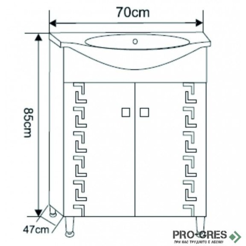 Стоящ PVC шкаф за баня,бял, Inter Ceramic ICP 7047