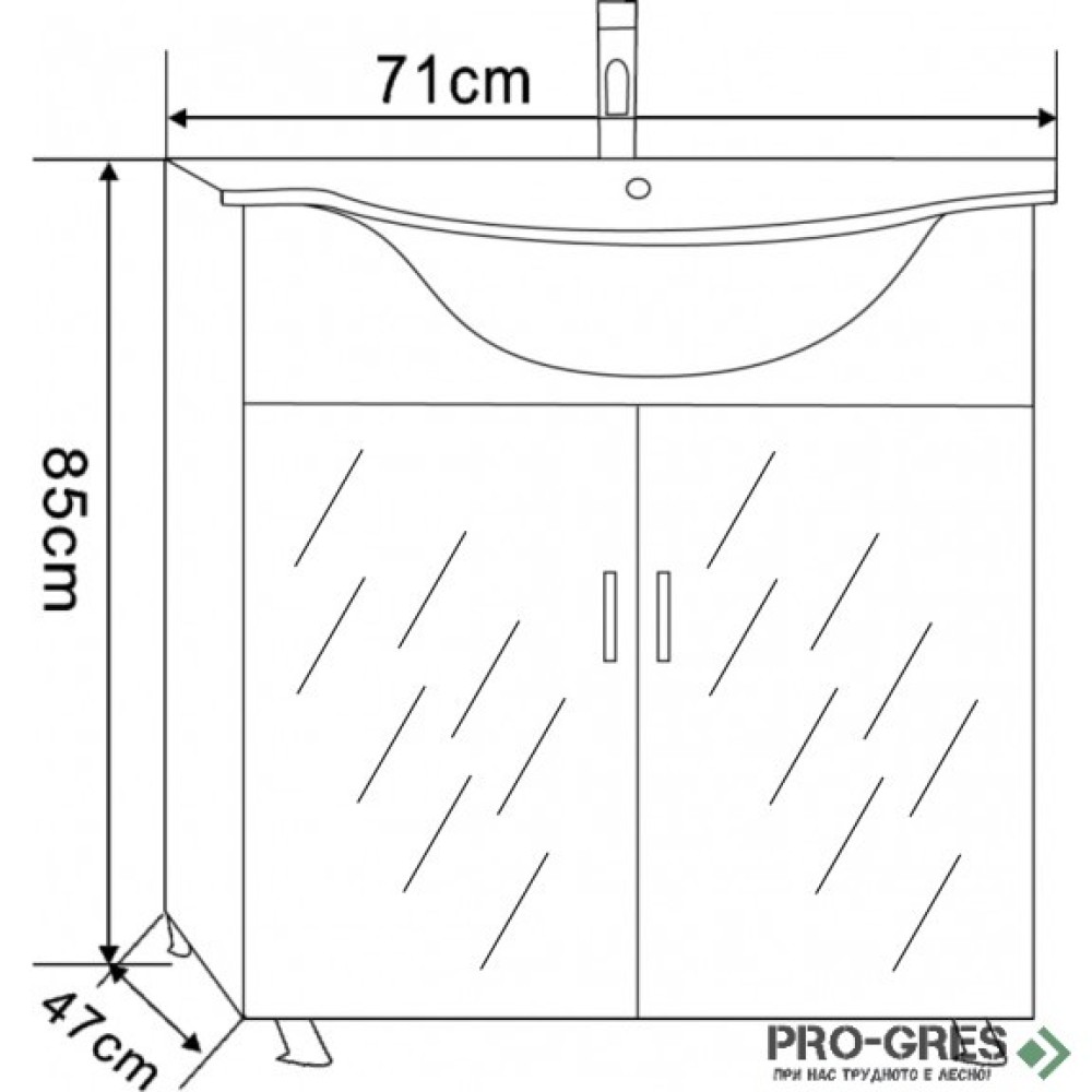 Стоящ PVC шкаф за баня 71см, Inter Ceramic ICP 7049