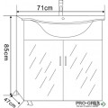 Стоящ PVC шкаф за баня 71см, Inter Ceramic ICP 7049