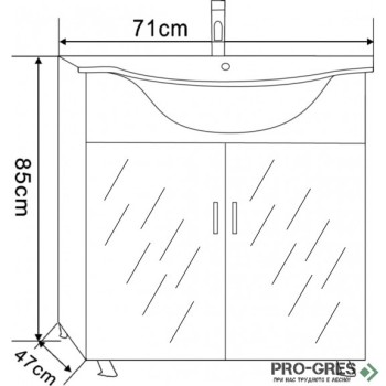 Стоящ PVC шкаф за баня 71см, Inter Ceramic ICP 7049 Стоящ PVC шкаф за баня 71см, Inter Ceramic ICP 7049