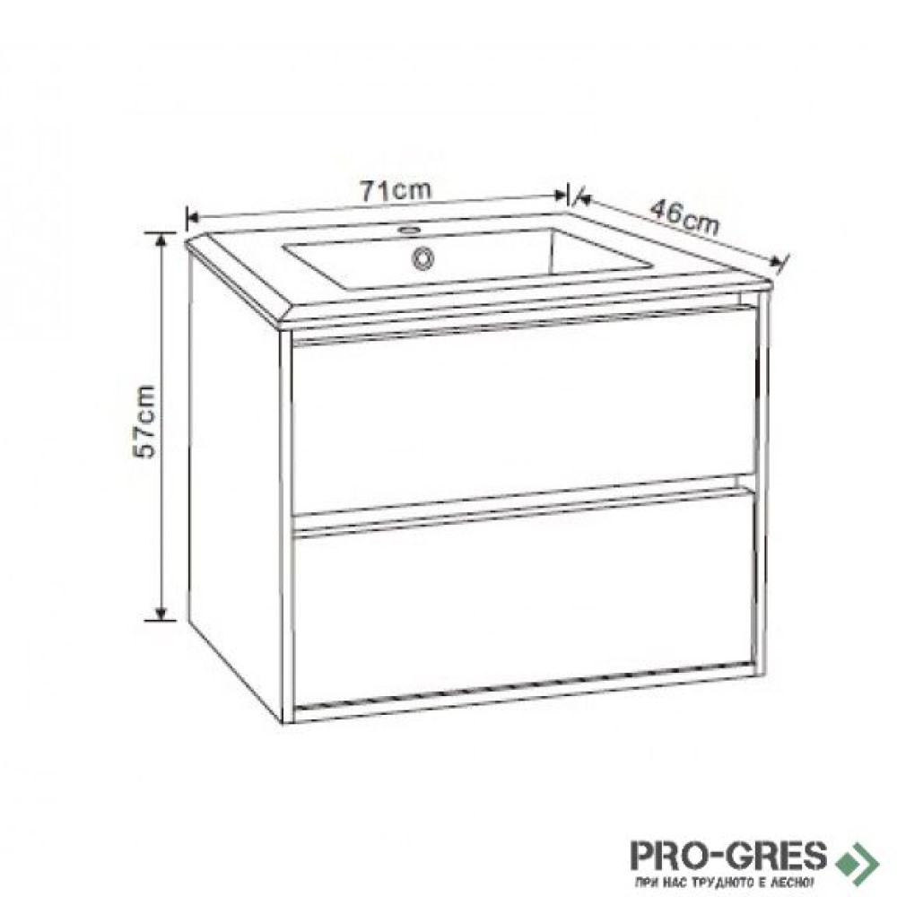Долен PVC шкаф за баня АТИКА 71см, Inter Ceramic ICP 7155