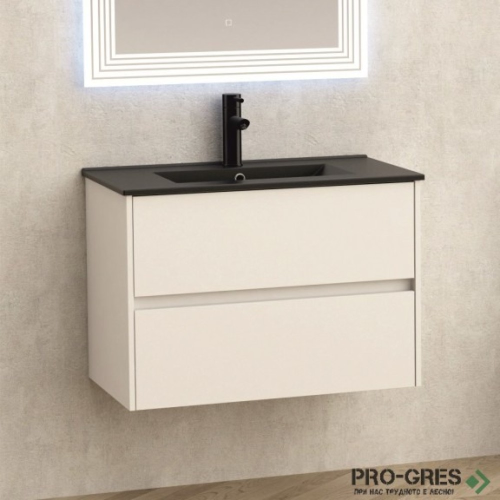 Долен шкаф за баня, с мивка,черен мат, Inter Ceramic ICP 7955+ ICC 8066B