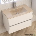 Долен шкаф за баня 80cm, с мивка, бежов мат, Inter Ceramic ICP 7955+ ICC 8066BG